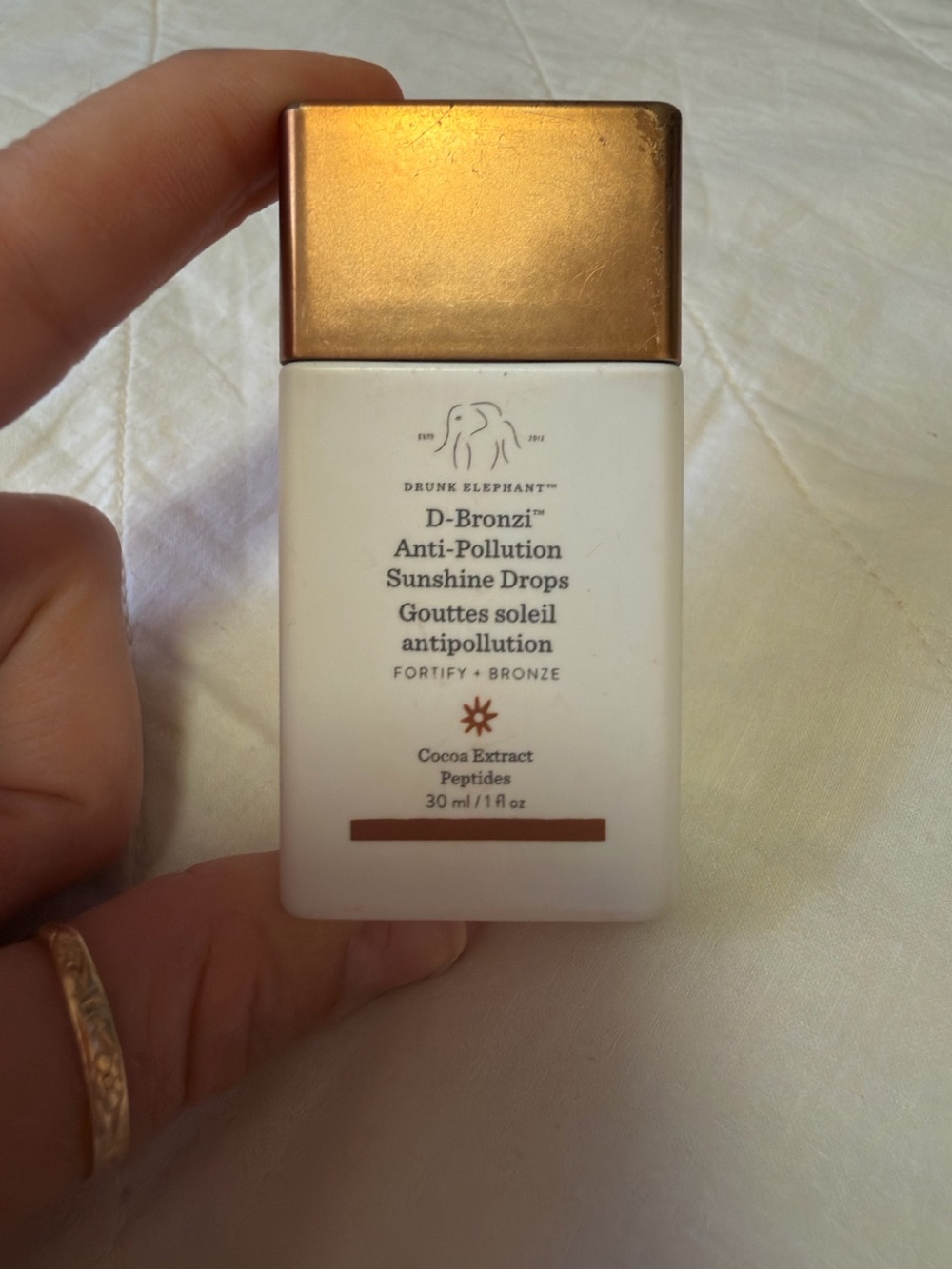 Drunk Elephant D-Bronzi Anti-Pollution Sunshine Drops - White & Gold